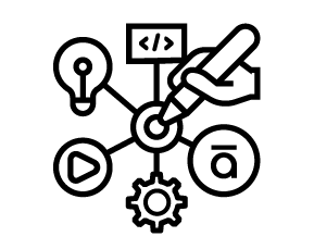 An icon with pencil representing course design and development services for creating engaging and effective learning content.