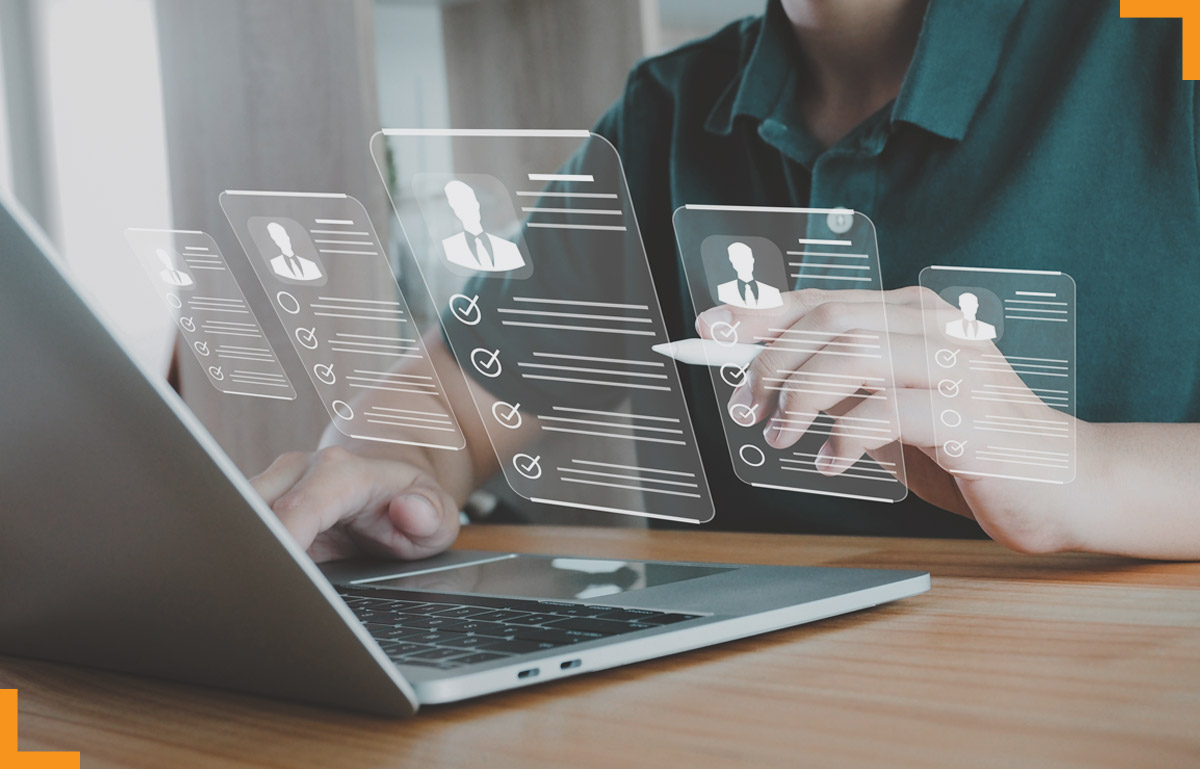 A person filling out digital assessment forms, representing Mitr Learning’s Assessment & Faculty Enablement services, including rubric design, formative and summative assessments, and faculty support for effective student evaluation.