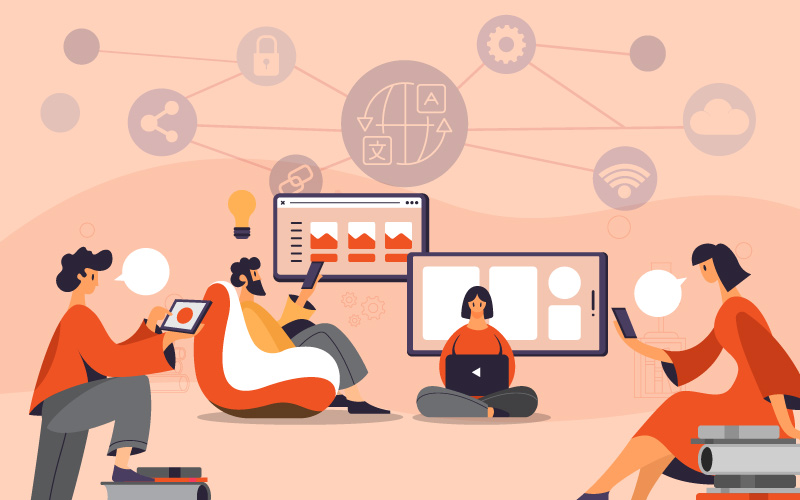 AI-based multilingual eLearning on devices connecting global teams