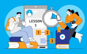 Students engaging in microlearning and earning digital microcredentials, showcasing flexible, skills-focused, and stackable education in 2025.