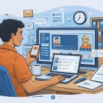 An employee accessing short microlearning content within a digital workplace system during daily work tasks