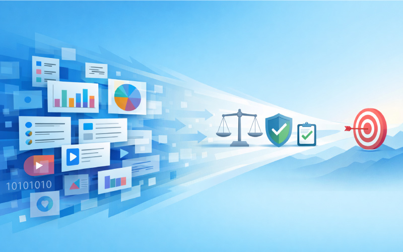 A visual of AI-driven corporate learning in action, highlighting the gap between busy dashboards & confident decision-making.