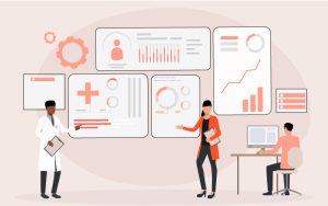 Diagram showing clinical guideline updates flowing into SOPs, training systems, and frontline healthcare practices.