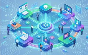 Interconnected learning platforms forming a unified digital learning ecosystem within an enterprise system.