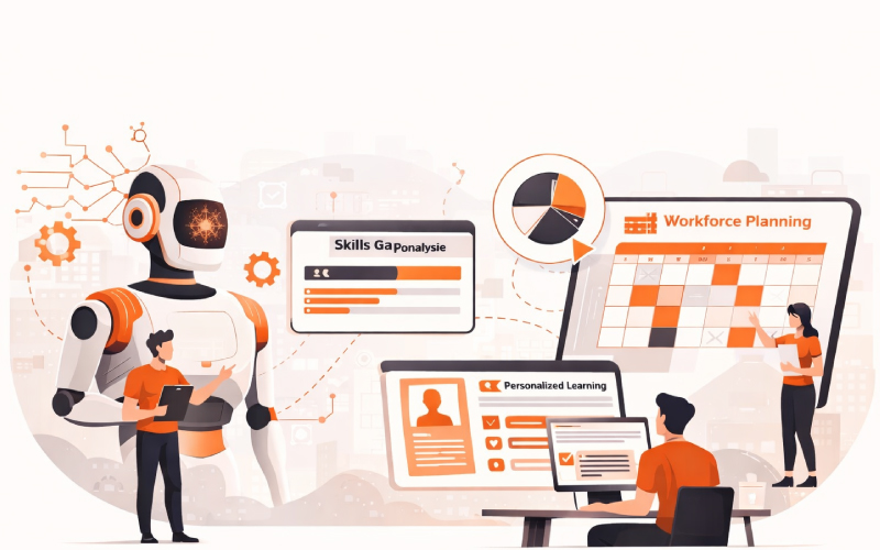 AI in HR 2026 showing workforce planning, skills gap analysis, and personalized learning aligned to future business needs