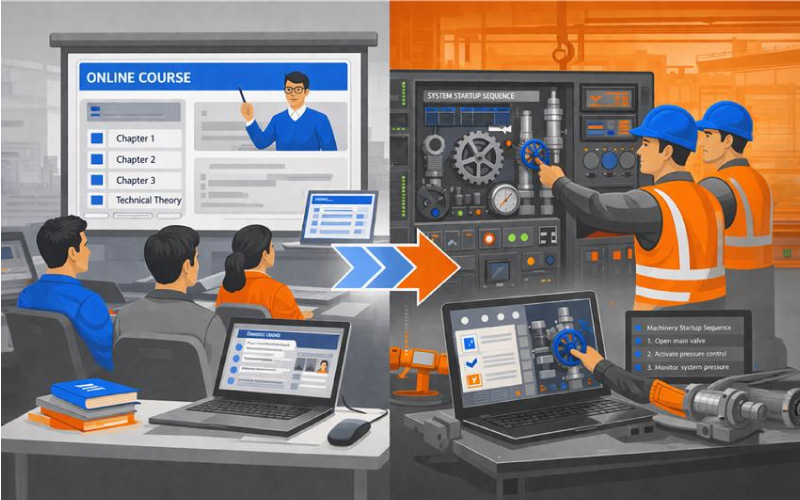 University classroom illustrating the gap between academic curriculum timelines and rapidly evolving industry practices.
