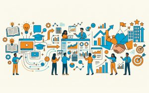 Learning impact measurement framework showing how L&D teams connect training effectiveness to business outcomes and ROI
